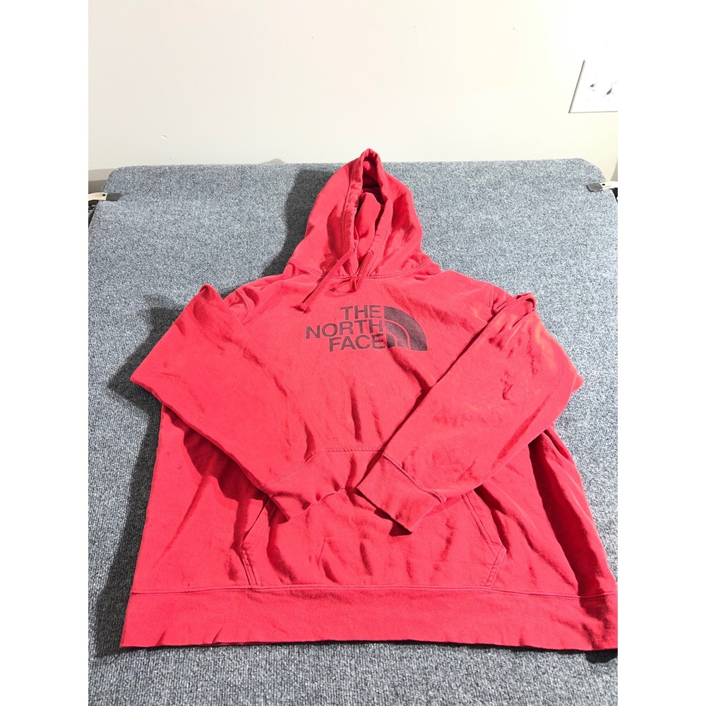 The North Face Mens Hoodie XXL Red Graphic Logo Pullover Sweatshirt Cotton Blend